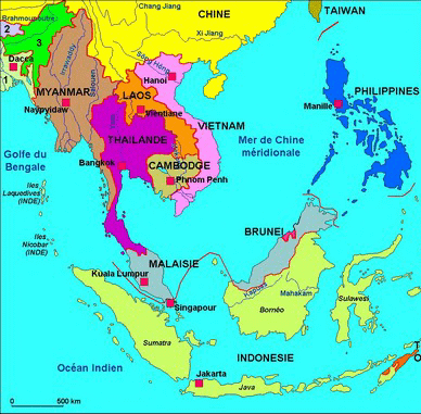 Carte d'Asie dus Sud-est